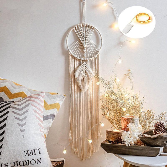 Celestial Moon Macrame Dream Catcher - Handcrafted Boho Home Decor