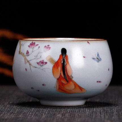 Handcrafted Ru Kiln Porcelain Tea Cup: A Sophisticated Touch to Your Tea Ritual
