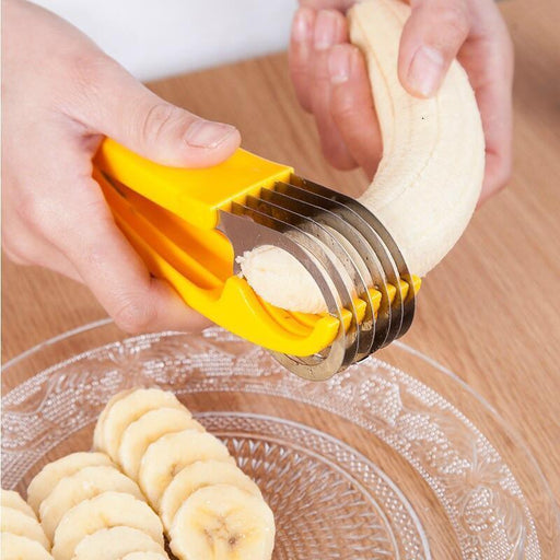 Banana Slicer and Fruit Cutter Combo - Premium Stainless Steel Kitchen Gadget