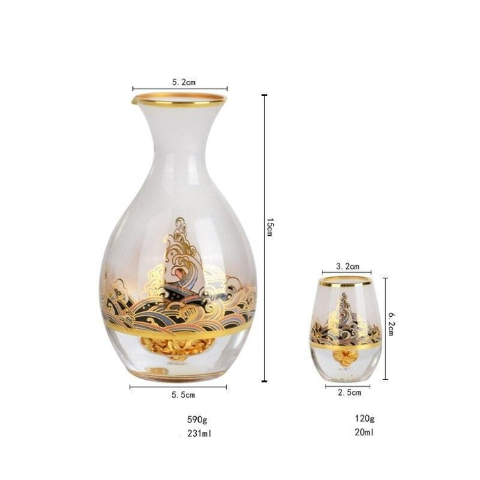 Opulent Gold Foil Glass Wine Set with Mixer