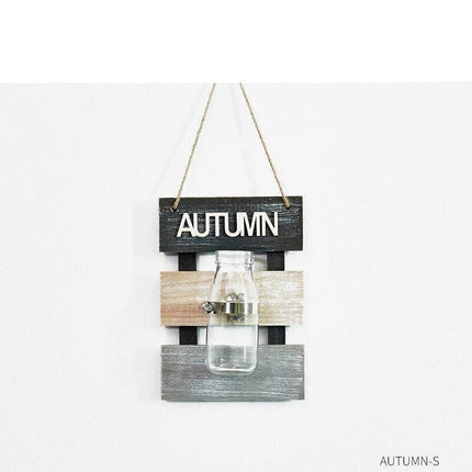 Elegant Wall-Mounted Hydroponic Planter with Scindapsus in Glass and Wood