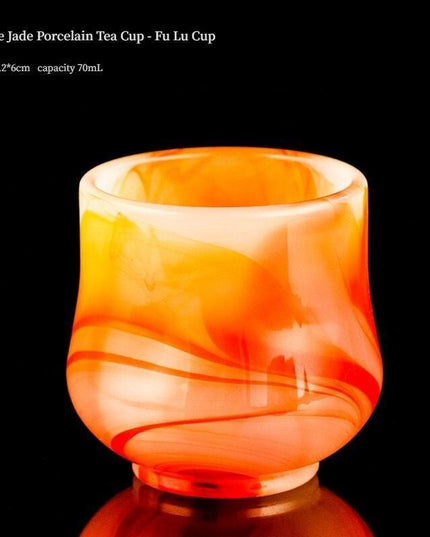 Artisanal Chinese Agate Jade Porcelain Tea Cups - Handcrafted Elegance for Your Tea Experience