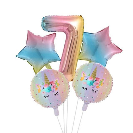 Enchanted Unicorn Number Balloon Set for Joyful 1-4 Year Celebrations
