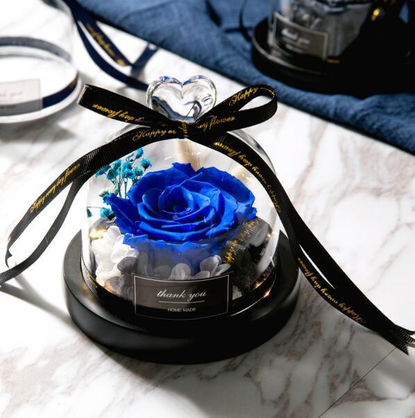Enchanted Eternal Rose in Glass Dome with Lights: Luxury Valentines Day Gift for the Sophisticated