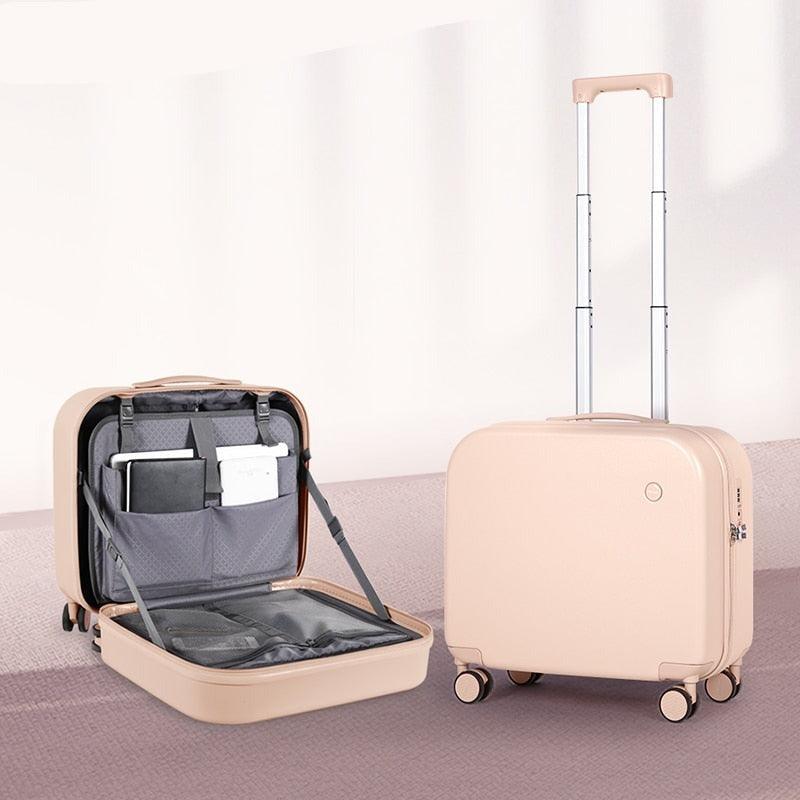 Mixi Patent Design Carry On Suitcase Women Boarding Cabin Luggage Rolling Wheels Travel Bag 100% Polycarbonate 16 Inch 34L-0-Très Elite-Light blue-China-Très Elite