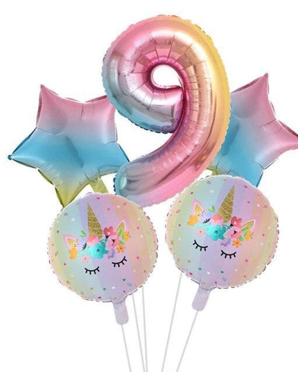 Enchanted Unicorn Number Balloon Set for Joyful 1-4 Year Celebrations