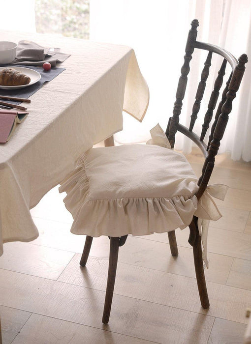 Princess Frill Cotton Chair Cushion Cover with Flounce and Ruffled Detail