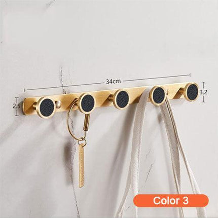 Elegant Luxe Gold Brass Wall Hook Rack with 5 Sturdy Hooks - Stylish Storage Solution
