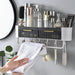 Wall-Mounted Gray/Green Storage Unit with Drawers, Hooks, and Aromatherapy Slot - Maximize Your Space Organization