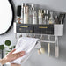 Gray/Green Wall-Mounted Storage Rack with Drawers, Hooks, and Aromatherapy Groove - Organize Your Space Efficiently