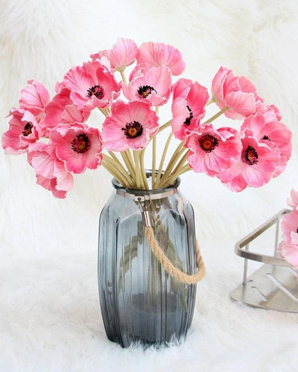 Sophisticated PU Poppy Floral Set - 10 Lifelike Arrangements
