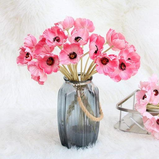10-Piece Set of Premium PU Poppy Artificial Flowers with 35cm Length