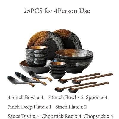 Elegant Frosted Japanese Ceramic Dining Collection: Timeless Tableware Set