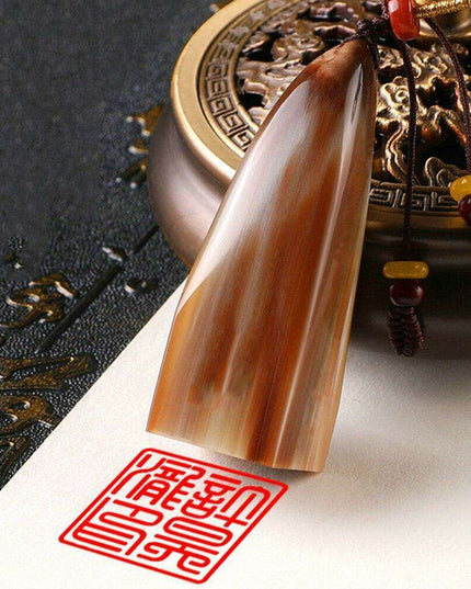 Customizable Ox Horn Keychain Seal - Personalized Name Stamp for Distinctive Style