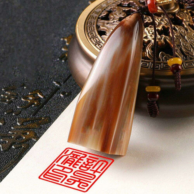 Customizable Ox Horn Keychain Seal - Personalized Name Stamp for Distinctive Style