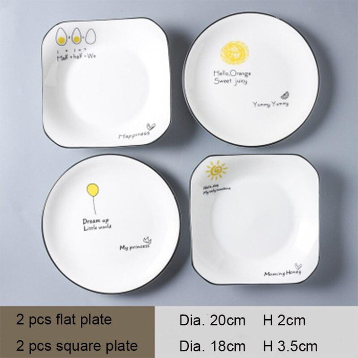 Nordic Elegance Ceramic Tableware Set - Stylish 4-Piece Kitchen Ensemble