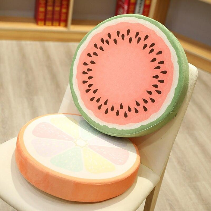 Fruity Fun Plush Cushion Set - Watermelon, Kiwi, Lemon Decorative Trio