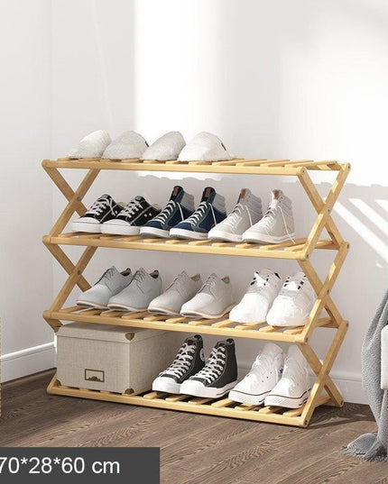 Elegant Bamboo Footwear Display and Storage Rack