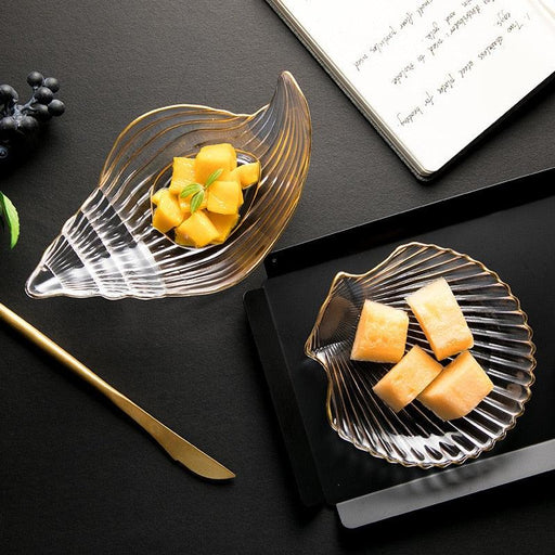 Nordic Kitchen Ocean Series Gilt Edging Glass Scallop Plate