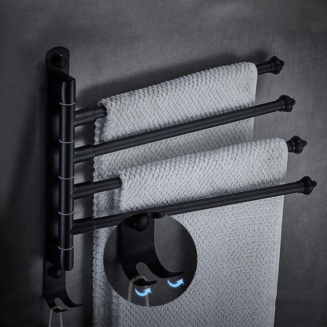 DOOKOLE Contemporary Stainless Steel Swivel Towel Rack with Hook for Enhanced Bathroom Organization