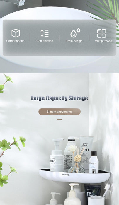 Triangle Bathroom Corner Storage Rack with Drain Design