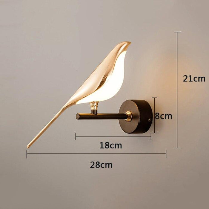 Magpie Glow Modern Gold LED Bedroom Wall Sconce - Rotating Illumination