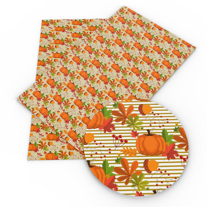 Thanksgiving Day Leaf Print Vinyl Leatherette Craft Fabric Sheet