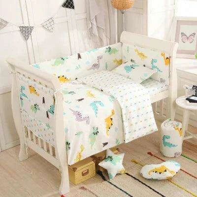 Breathable Cotton Baby Crib Bumper Pad Set - Protective 6-Piece Rail Guards