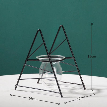 Scandinavian-Inspired Glass Vase Set with Chic Metal Stand