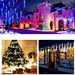 Meteor Shower Rain Cascading LED Lights for Outdoor Christmas Tree Decor with Snowfall Effect