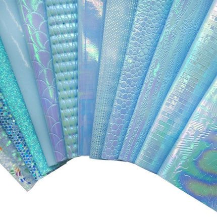 Iridescent Blue Snake Glitter Fabric for Creative Crafting