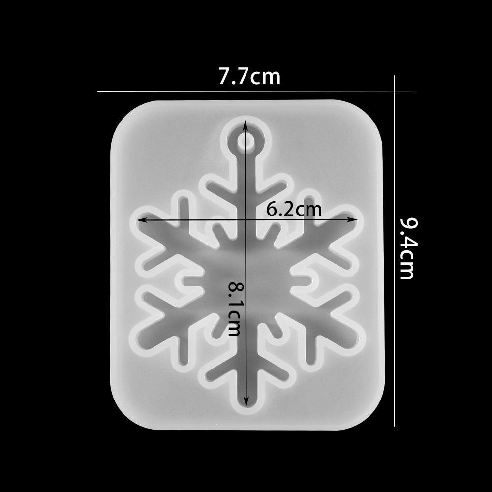 Multi-Style Snowflake With Hole Silicone Molds Pendant Epoxy Resin Mold  Christmas Tree Hanging Decoration DIY Jewelry Making