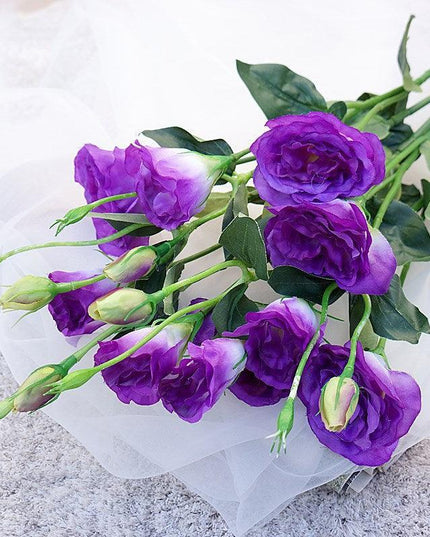 Deluxe 70cm Trigeminal Eustoma Silk Flower Bouquet - Lifelike Elegance