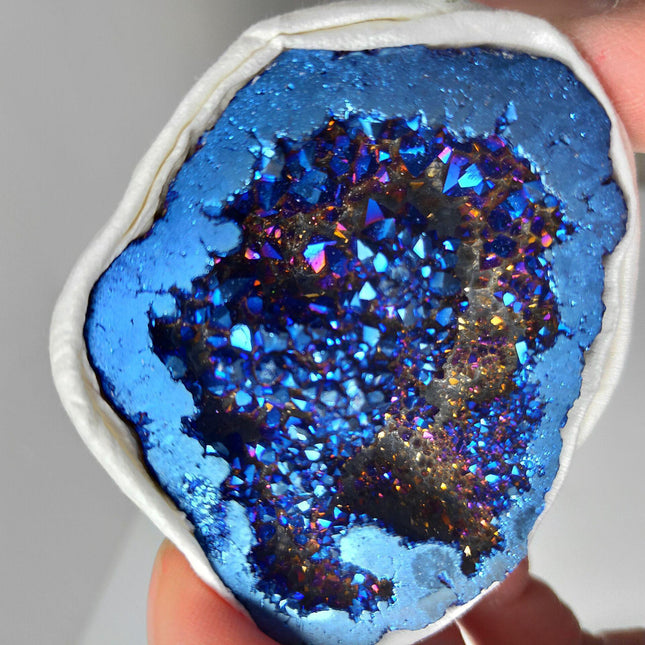 Celestial Harmony Angel Aura Agate Geode Crystal - A Touch of Elegance