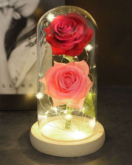 Everlasting Love: Enchanted Rose Display in Heart-Shaped Glass Dome - Luxurious Gift for Memorable Occasions