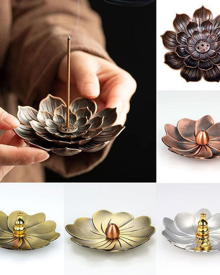 Lotus Harmony Incense Burner: Premium Zinc Alloy Coil Plate for Tranquil Spaces