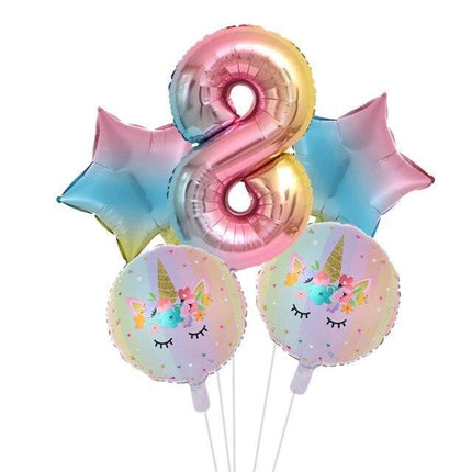 Enchanted Unicorn Number Balloon Set for Joyful 1-4 Year Celebrations