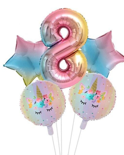 Enchanted Unicorn Number Balloon Set for Joyful 1-4 Year Celebrations
