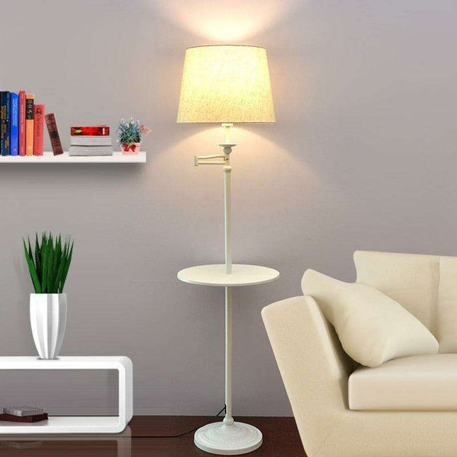 Chic Adjustable Nordic LED Floor Lamp with Fabric Shade and Sturdy Iron Base