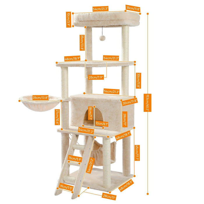 Luxurious Multi-Level Cat Tower: Stylish Oasis with Plush Beds and Sturdy Scratch Posts