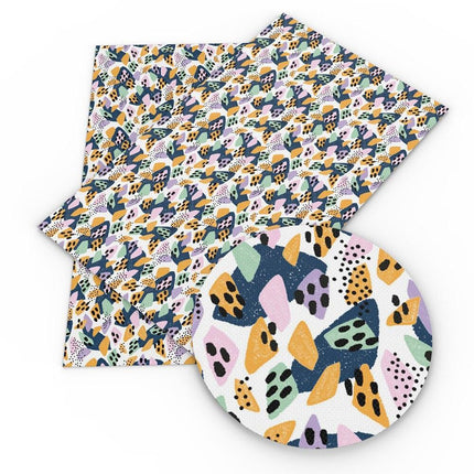 Vibrant Geometric Floral Faux Leather Craft Sheet - Elevate Your DIY Projects