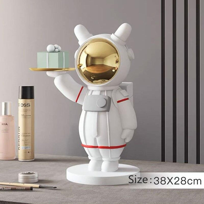 Astronaut Sculpture Decorative Key Holder Tray: Space-inspired Home Organizer