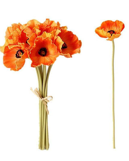 Sophisticated PU Poppy Floral Set - 10 Lifelike Arrangements