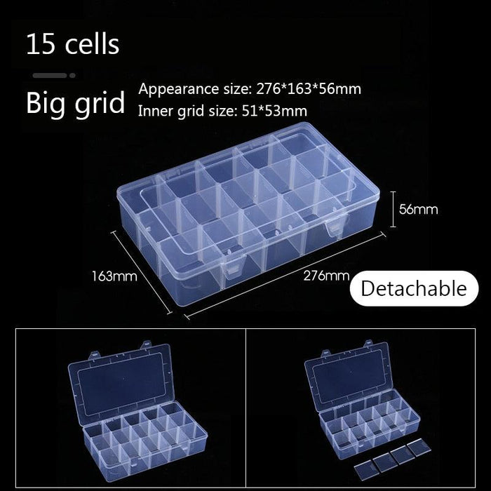 Plastic Adjustable Jewelry and Craft Organizer Box with 12 Sizes
