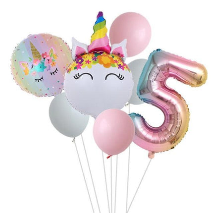 Enchanted Unicorn Number Balloon Set for Joyful 1-4 Year Celebrations