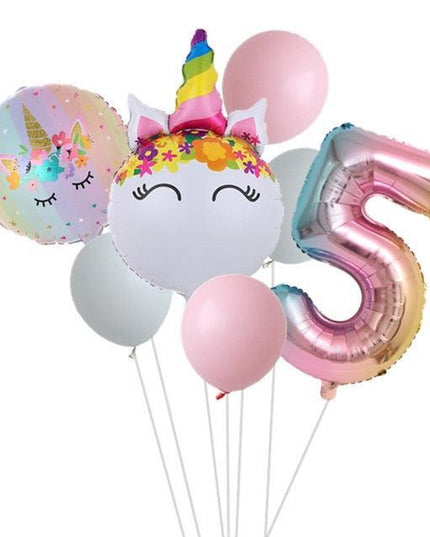 Enchanted Unicorn Number Balloon Set for Joyful 1-4 Year Celebrations