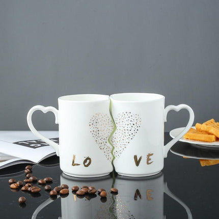 Romantic Ceramic Lovebird Mug Duo - A Perfect Gift for Couples