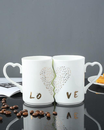Romantic Ceramic Lovebird Mug Duo - A Perfect Gift for Couples