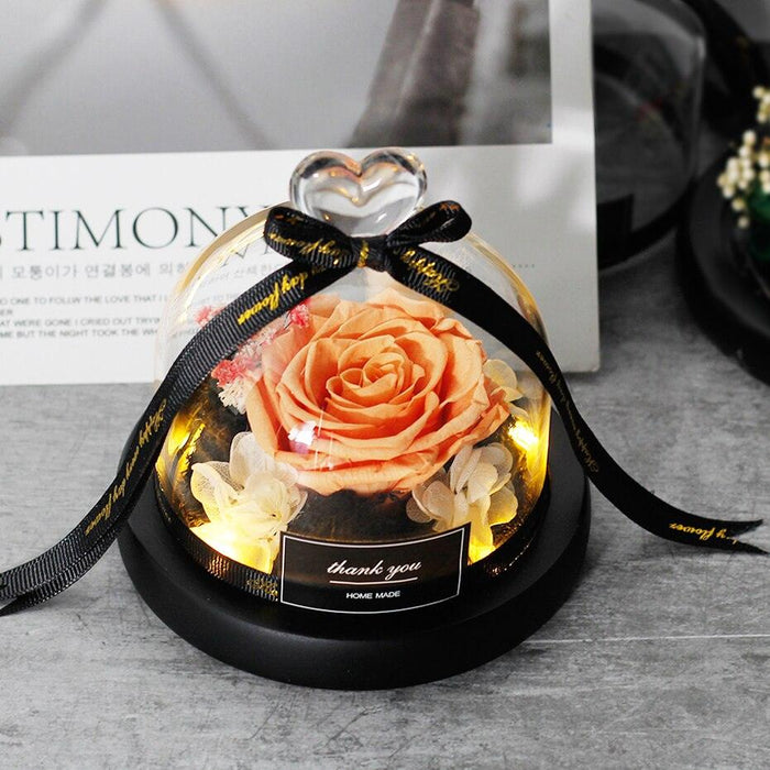 Luxurious Glass Rose Dome Lamp - Elegant Gift for Valentine's Day