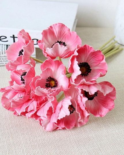 Sophisticated PU Poppy Floral Set - 10 Lifelike Arrangements